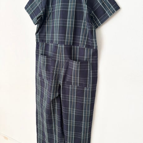 PARIS DE AOUNE  ウェザーチェック ハーフスリーブ ラップオールインワン
