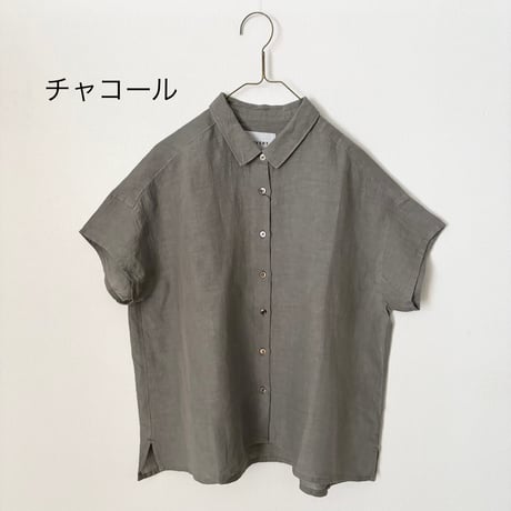 OUVERT Fanage Linen フレンチスリーブ　シャツブラウス