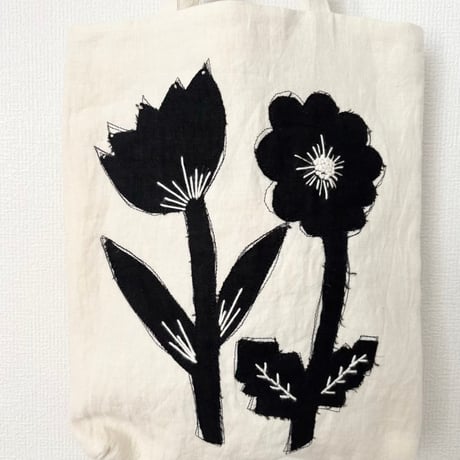 raha linen  flower applique bag