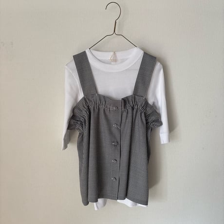 yuni washable  wool ギンガムチェック ビスチェ