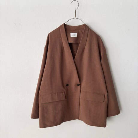 yuni リネンポリエステル DOUBLE COCOON NO COLLAR JACKET