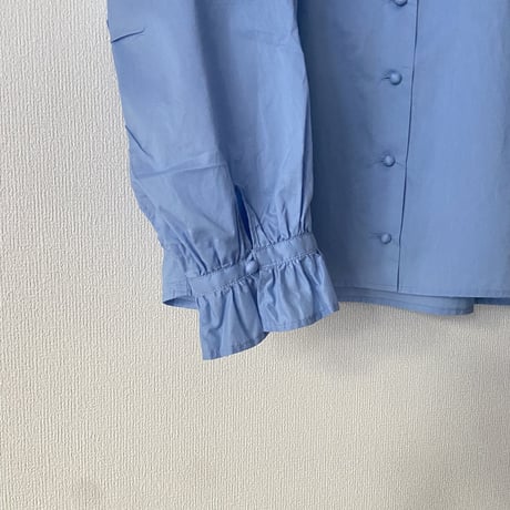 pot and tea  80ローン フリルブラウス   サックス