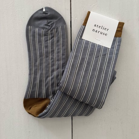 atelier naruse cotton~W stripe ~high socks