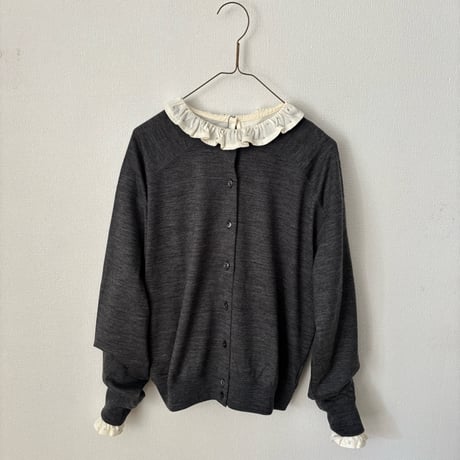 Hands of creation  30/-コットンウール天竺ドットプリント プチフリルプルオーバー