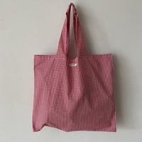 pot and tea 赤ギンガムチェック"large"ロゴエコBAG