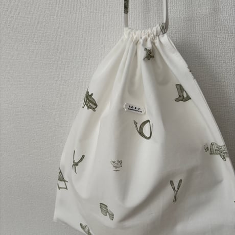 オールドマンズテーラー COTTON LINEN GREAT GREEN THUMB DRAWSTRING BAG