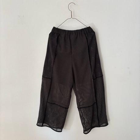 qiri  patchwork lace gather pantsチャコール