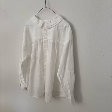 Hands of creation コットンリネン ローンスカラ刺繍レイヤカラー2wayブラウス