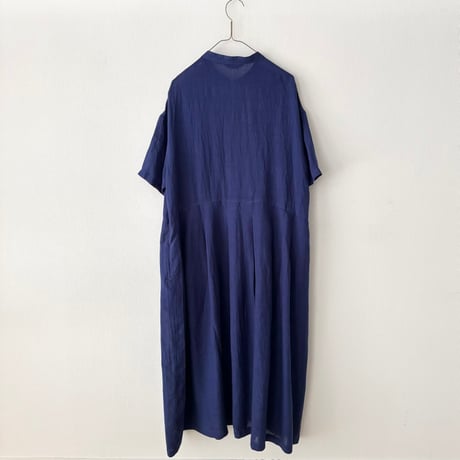 Hands of creation 60/-Linen 解撚ワッシャークロス スタンドカラー半袖ワンピース