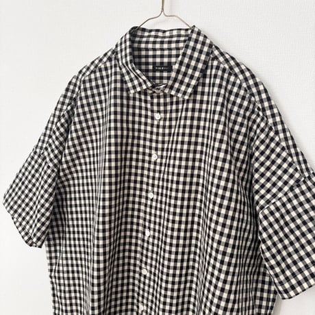 オールドマンズテーラー GINGHAM CHECK OVER SIZE HALF SLEEVE SHIRT