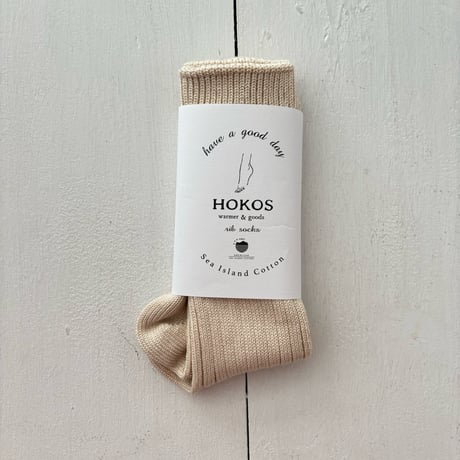 HOKOS 大人のリブソックス 生成り