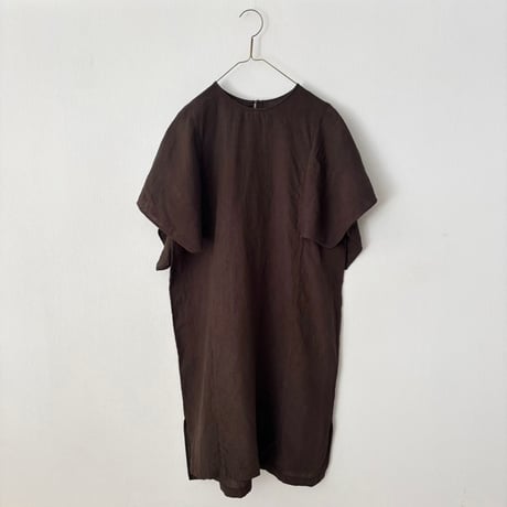 miho umezawa LINEN HEMP YARN DYE square sleeve dress