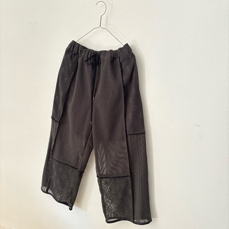 qiri patchwork lace gather pantsチャコール | itonow