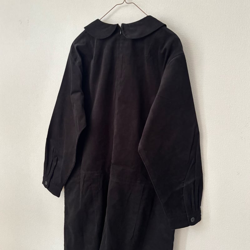 LOHEN フランネルバイカラーオールインワン38ブラック ローヘン lohen フランネルバイカラーステッチオールインワン38