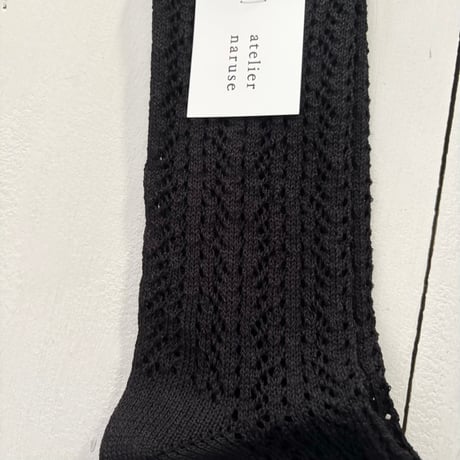 atelier naruse　リネンストライプレースミドルソックス