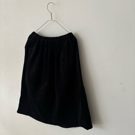 homspun  　コーデュロイ切替タックスカート・ブラック  着丈68cm