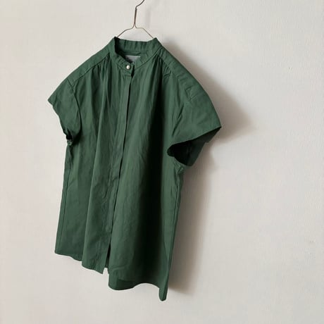 OUVERT 60/-ツイルF-COLD スタンドカラーブラウス