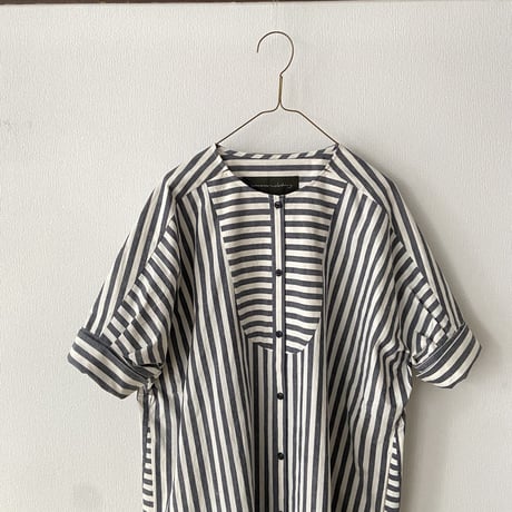 somewearclothing  コットンリネンストライプ シャツワンピース