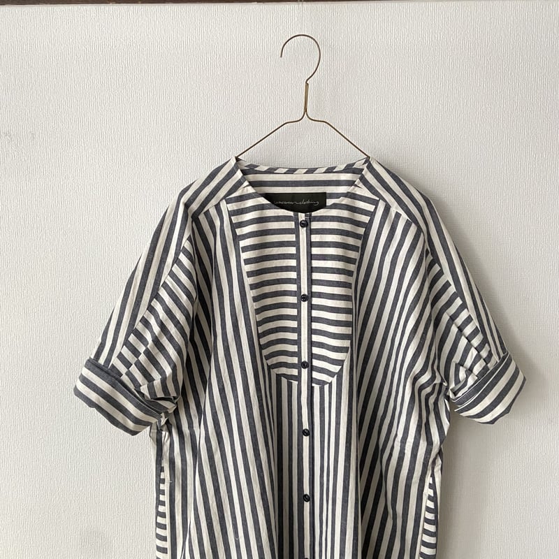 somewearclothing コットンリネンストライプ シャツワンピース somewearclothing コットンリネンストライプ シャツワンピース