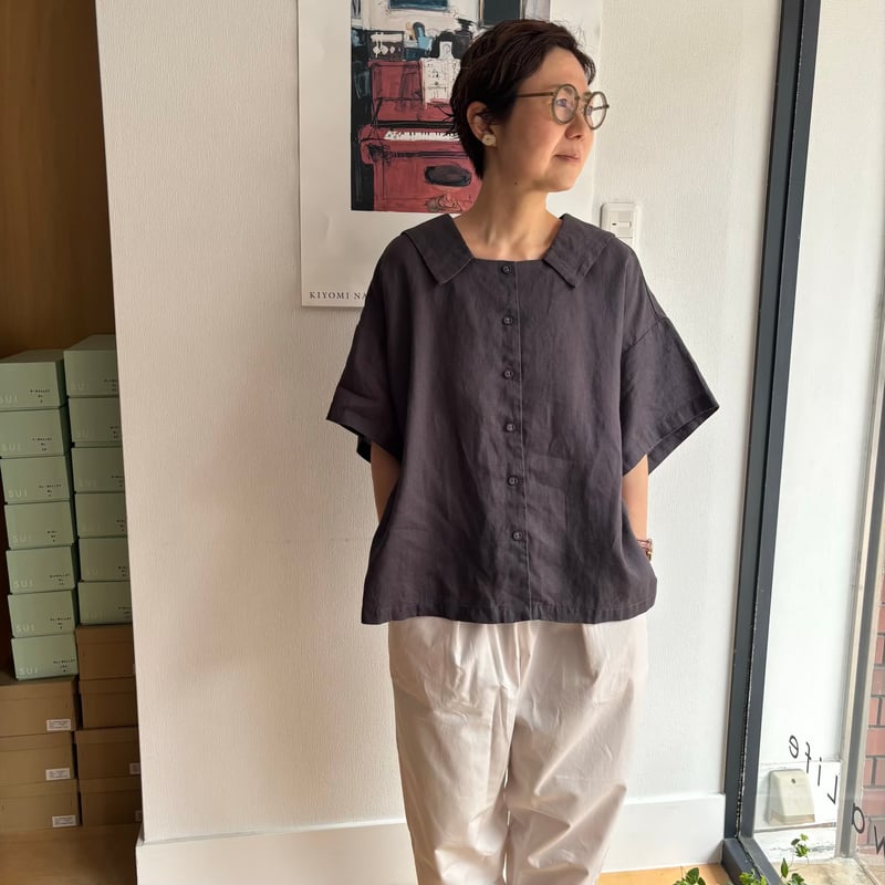 fog linen work 襟つきプルオーバー ブラウス 楽天市場】【マラソン期間限定☆エントリーでP10倍＆MAX10%OFF