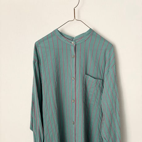 yuni キュプラポリエステルコットン stripe シャツワンピース