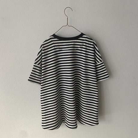 pot and tea フレア半袖Tシャツ   ボーダー