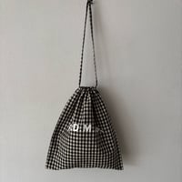 オールドマンズテーラー GINGHAM CHECK DRAWSTRING BAG(L)・Black