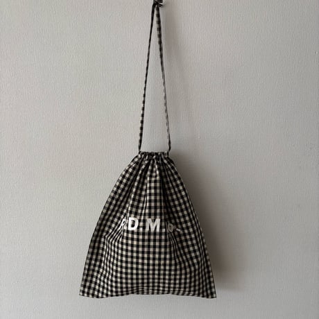 オールドマンズテーラー GINGHAM CHECK DRAWSTRING BAG(L)・Black