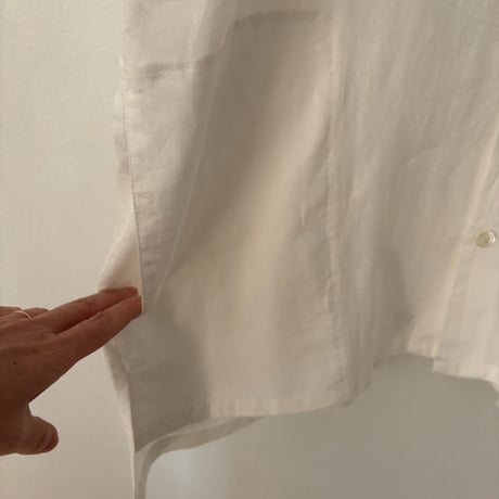 TISSU フレンチリネン ノーカラーシャツ