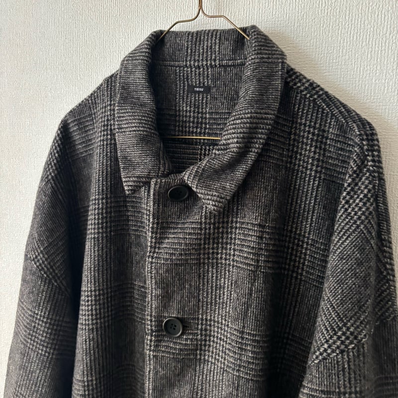 TISSU リニュールビーバーグレンチェック ステンカラーコート