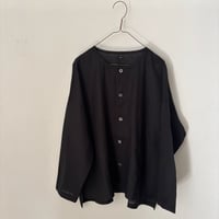 TISSU フレンチリネン ノーカラーシャツ
