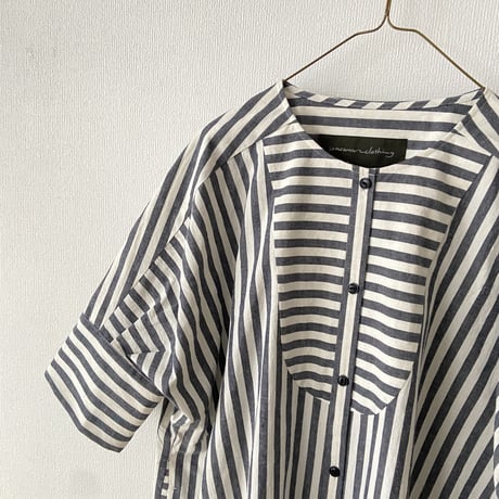 somewearclothing  コットンリネンストライプ シャツワンピース