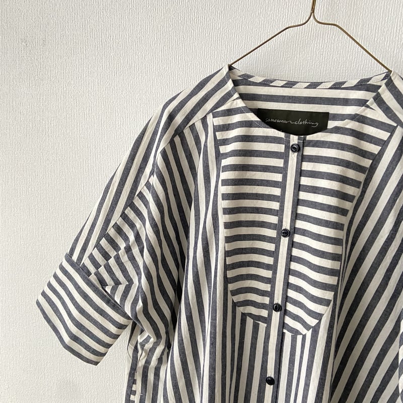 somewearclothing コットンリネンストライプ シャツワンピース somewearclothing コットンリネンストライプ シャツワンピース