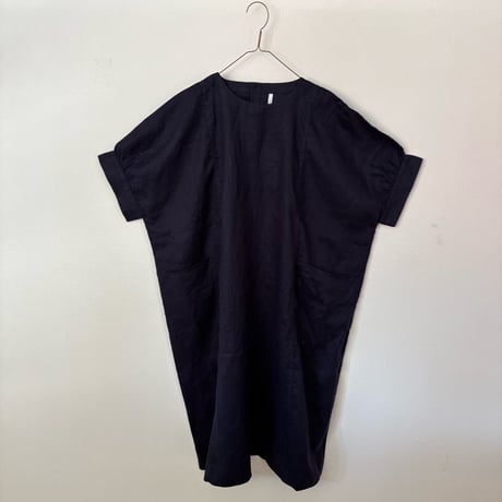 NATURAL LAUNDRY リネン切り替えワンピース ・ネイビー