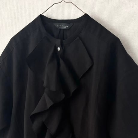 Hands of creation  60/-Linen 桐七炊き ラッフル半袖ブラウス