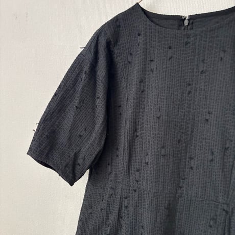 qiri   sashiko  jacquard cocoon dress