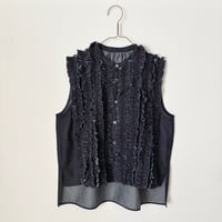 UNIVERSAL TISSU フレンチリネン スリーブレス フリルブラウス・デニム