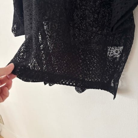 TISSU パッチワークレース モックネックドルマンTシャツ
