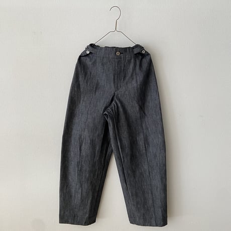 miho umezawa PLANE WEAVE DENIM unisex cocoon pants　トール丈