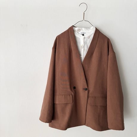 yuni リネンポリエステル DOUBLE COCOON NO COLLAR JACKET