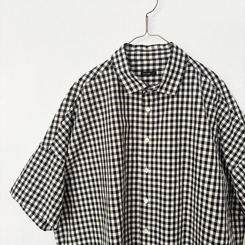 【HSH】オールドマンズテーラー 絹入キュプラレーヨン切替プルオーバー オールドマンズテーラー GINGHAM CHECK OVER SIZE HALF SLEEVE