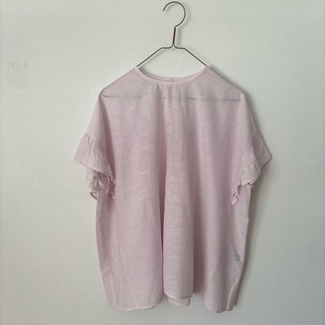 Hands of creation キュプラリサイクルコットン広巾刺繍 Aラインフレンチスリーブ ブラウス