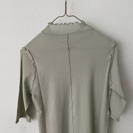 yuni 60/-強撚ストレッチフライス ハイネック 5分袖プルオーバー