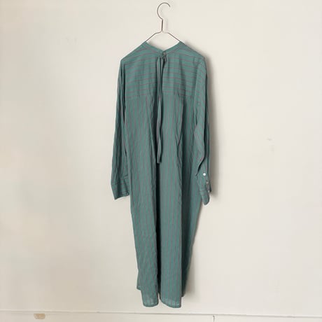 yuni キュプラポリエステルコットン stripe シャツワンピース