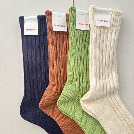 homspun コットンウール リブソックス