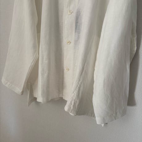 TISSU フレンチリネン ノーカラーシャツ