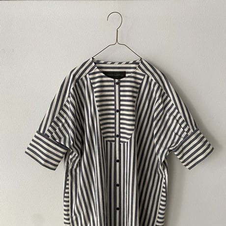 somewearclothing  コットンリネンストライプ シャツワンピース