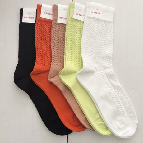 homspun 綿コーマ レースソックス