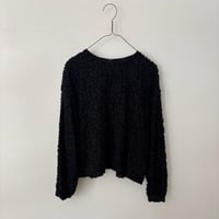 yuni コットンレーヨンナイロン hana dot jacquard  baloon sleeves blouse・クロ
