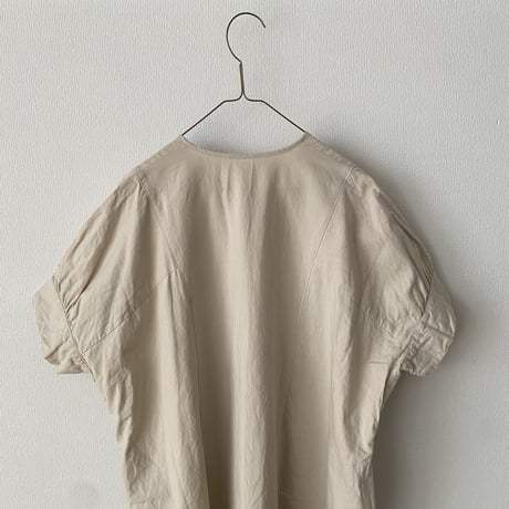 homspun コットンリネンマット パフスリーブワンピース　アイボリー Mサイズ